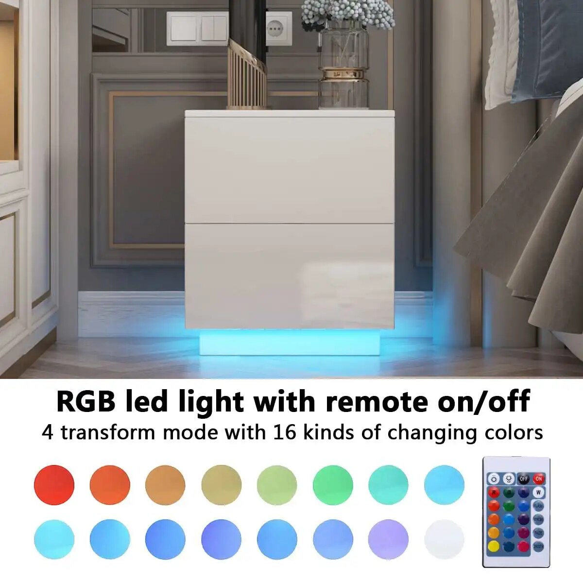 High Gloss RGB LED Nightstand