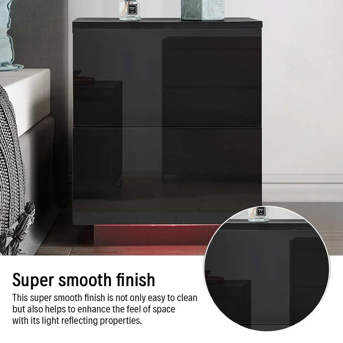 High Gloss RGB LED Nightstand
