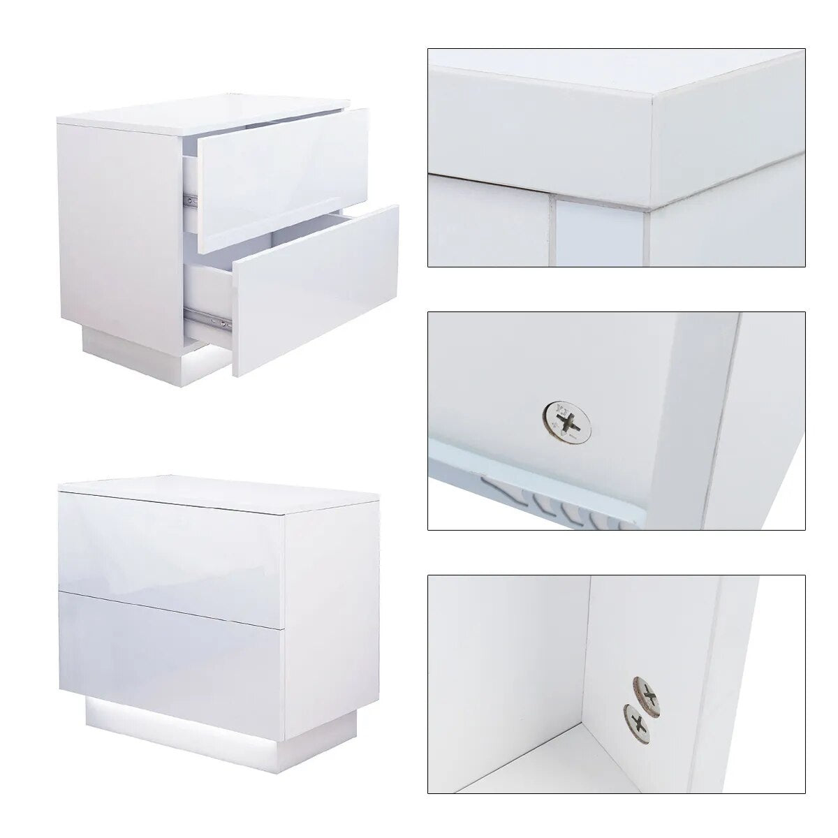 High Gloss RGB LED Nightstand