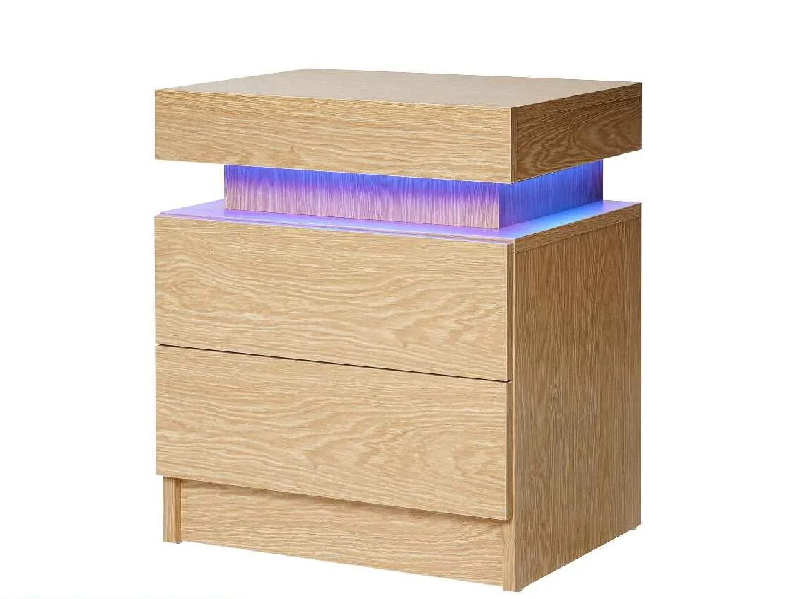 Natural Wood LED Nightstand