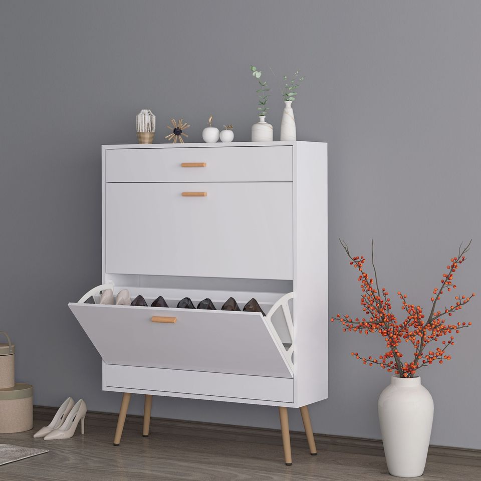 Mid-Century Modern Narrow Shoe Cabinet