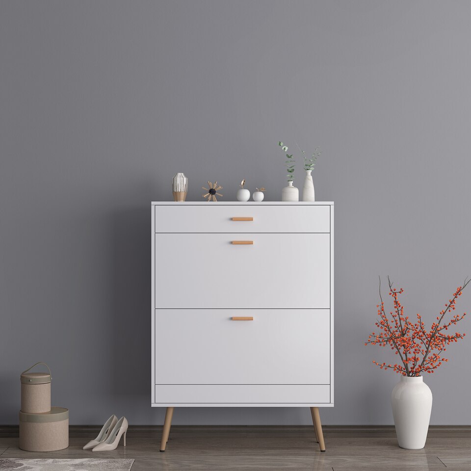 Mid-Century Modern Narrow Shoe Cabinet