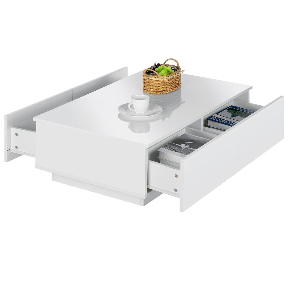 Modern LED Coffee Table with Drawers