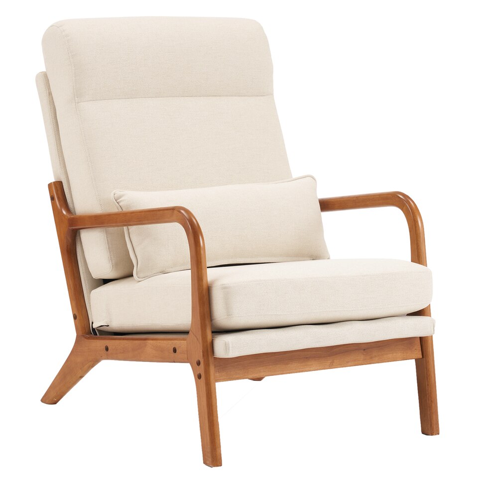 Solid Wood High Back Armrest Leisure Chair
