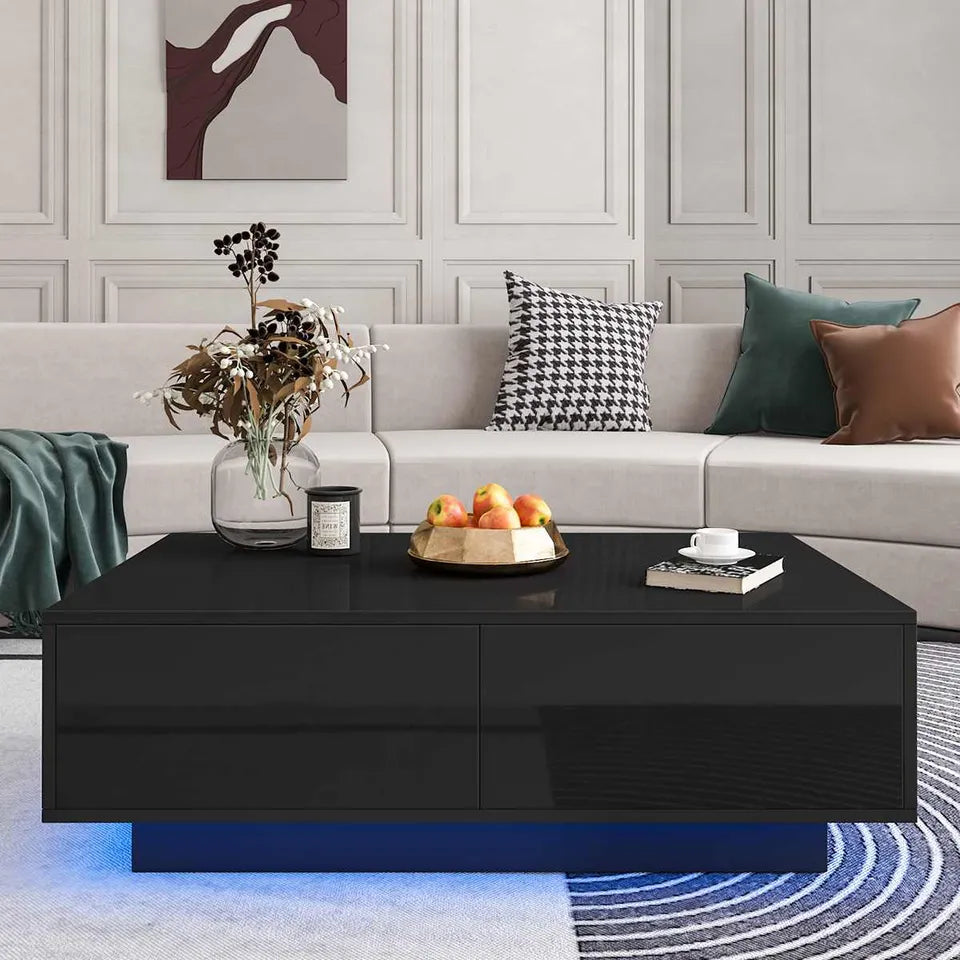 Modern LED Coffee Table with Drawers
