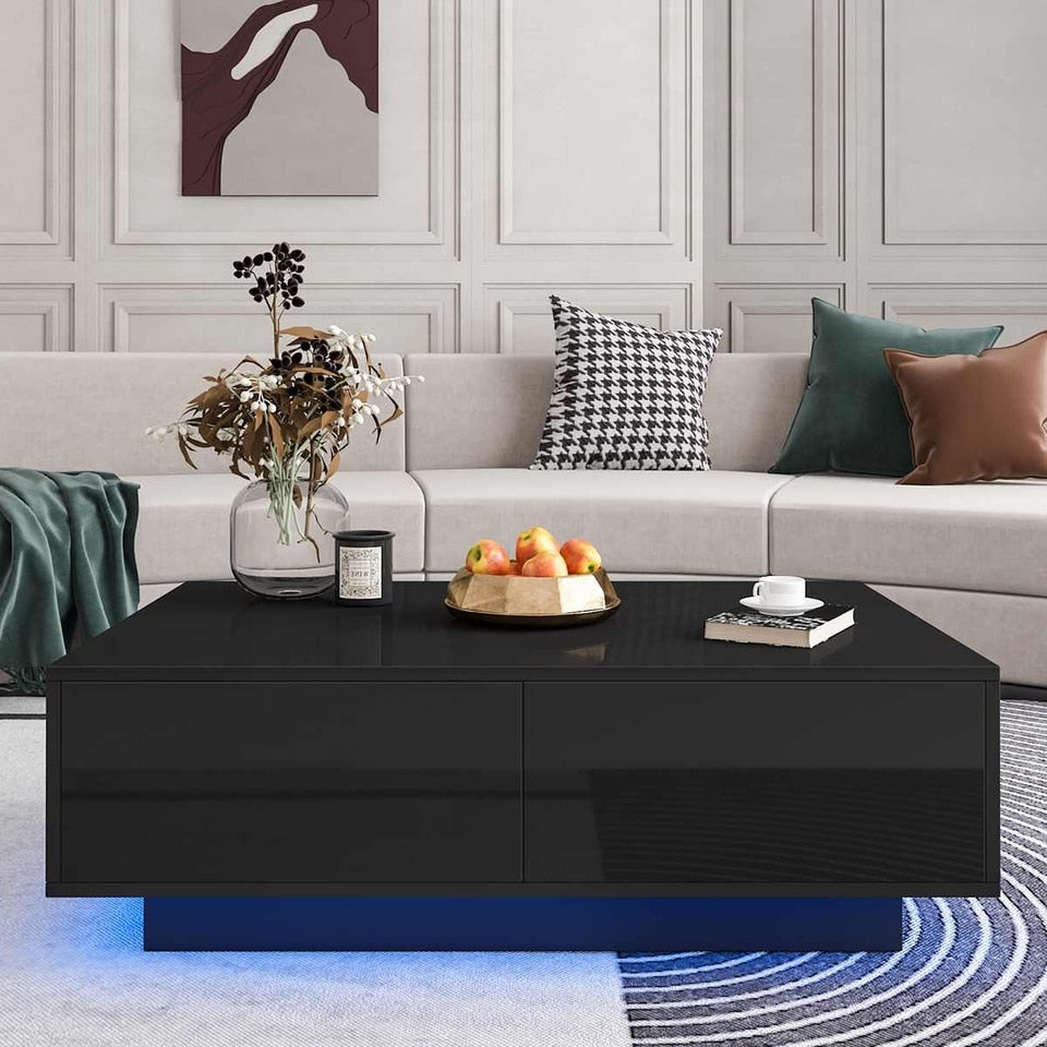 Modern LED Coffee Table with Drawers