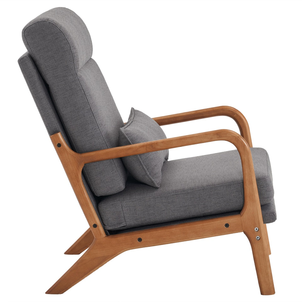 Solid Wood High Back Armrest Leisure Chair