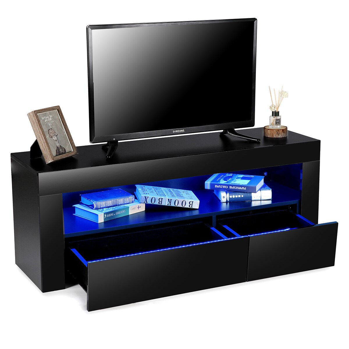 55 inch Black Modern LED TV Console Table