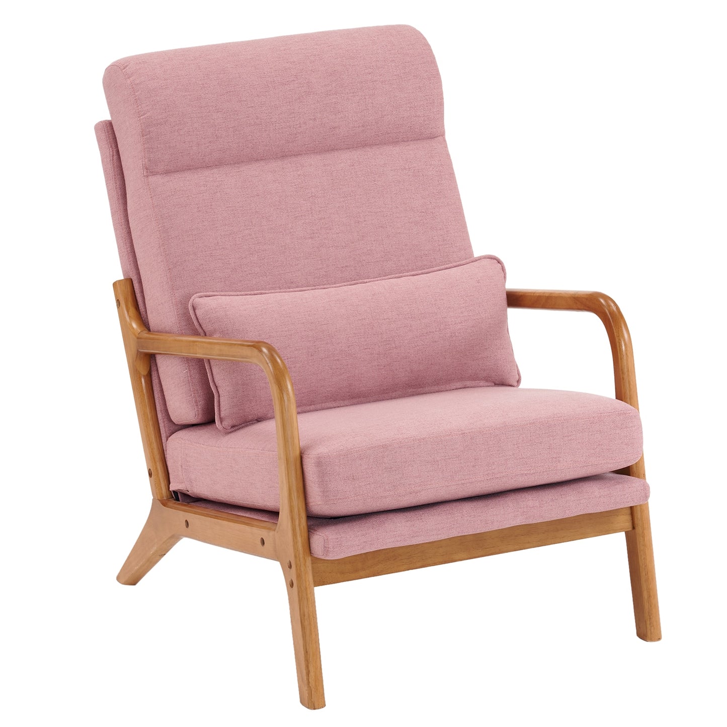 Solid Wood High Back Armrest Leisure Chair
