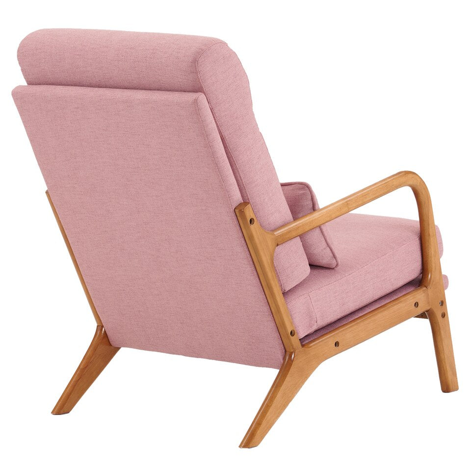 Solid Wood High Back Armrest Leisure Chair