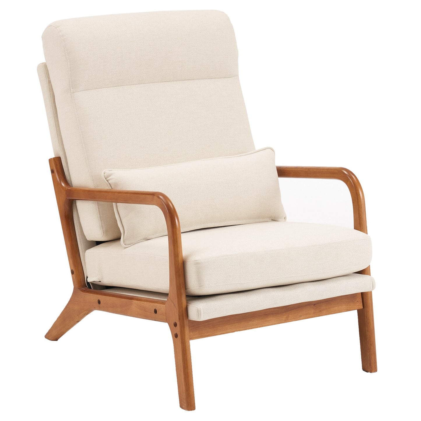 Solid Wood High Back Armrest Leisure Chair