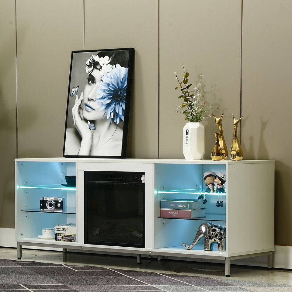 57/62 Inch Modern LED TV Stand with Adjustable Shelves