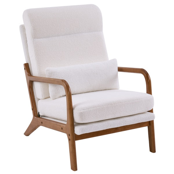 Solid Wood High Back Armrest Leisure Chair