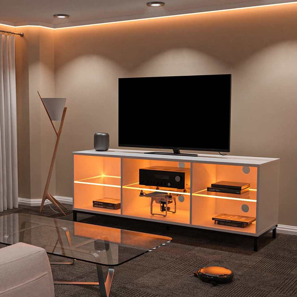 57/62 Inch Modern LED TV Stand with Adjustable Shelves