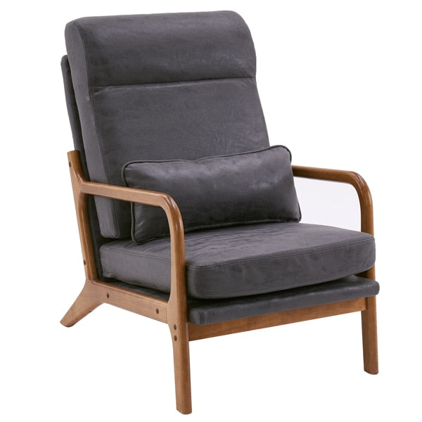 Solid Wood High Back Armrest Leisure Chair