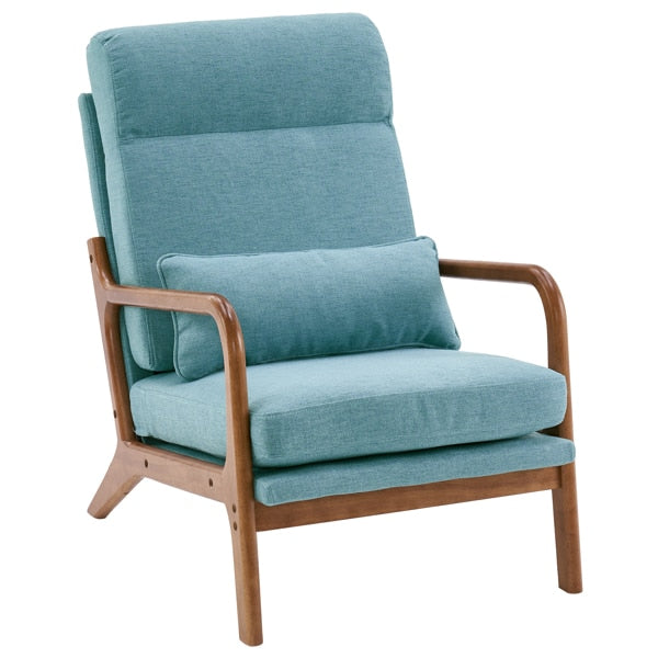 Solid Wood High Back Armrest Leisure Chair