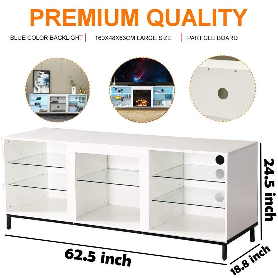 57/62 Inch Modern LED TV Stand with Adjustable Shelves