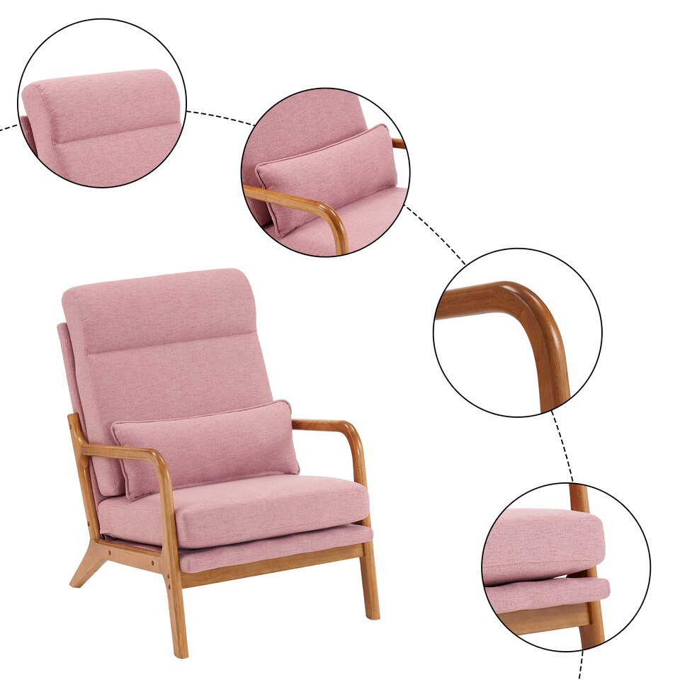 Solid Wood High Back Armrest Leisure Chair