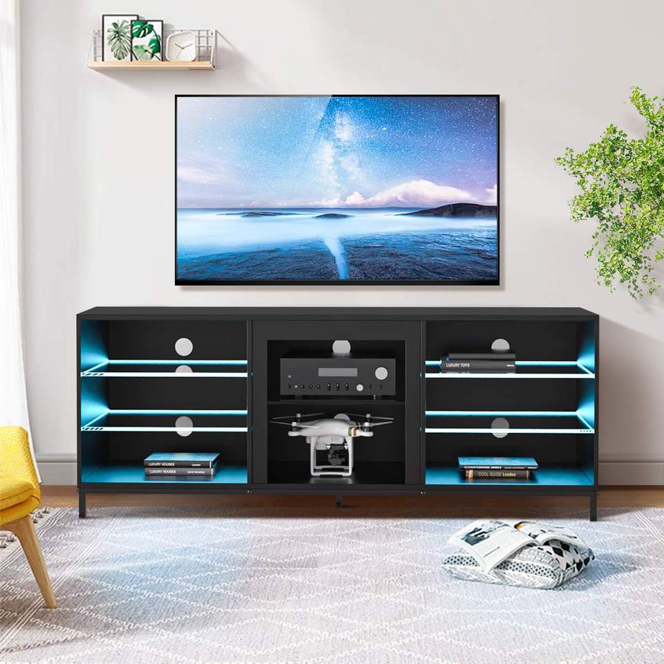 57/62 Inch Modern LED TV Stand with Adjustable Shelves