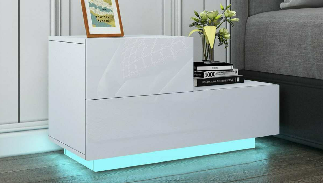 Luxury LED Nightstand with 2 Drawers