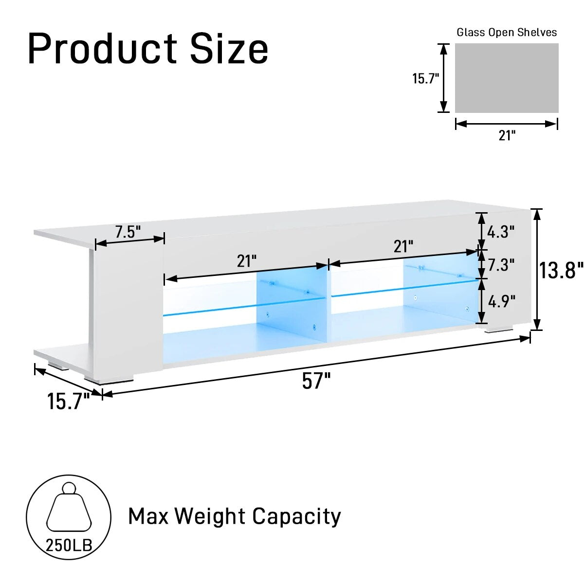 57 inch LED High Gloss TV Stand