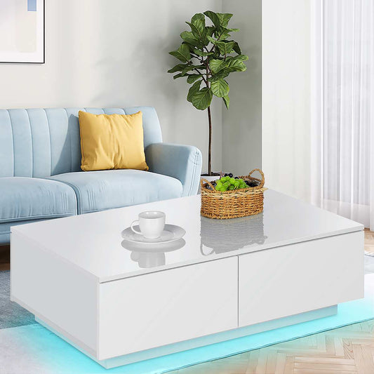 Modern LED Coffee Table with Drawers