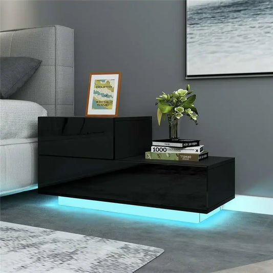 Luxury LED Nightstand with 2 Drawers