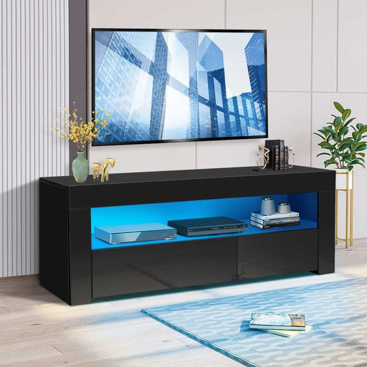55 inch Black Modern LED TV Console Table