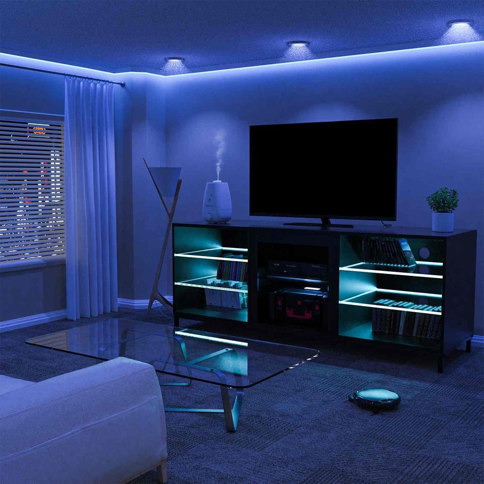 57/62 Inch Modern LED TV Stand with Adjustable Shelves – Liam and Bella